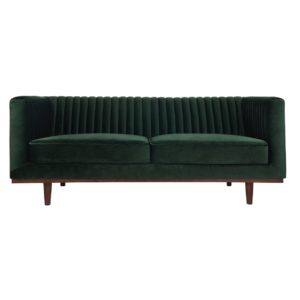 Sofa color green velvet- rental furniture in Paris France