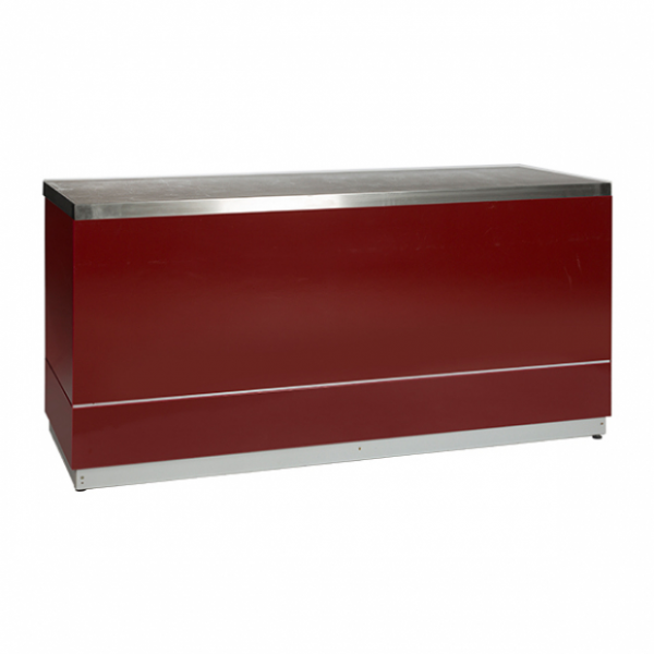 Bar red with stainless steel tabletop-Rental-furniture in Paris-France