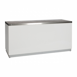 Bar white with stainless steel tabletop-Design Events Furniture in Paris-France