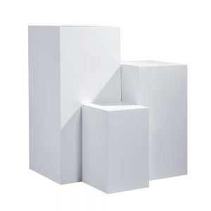 Plinths-for-hire white. pedestal Expo Rental-furniture in Paris-France
